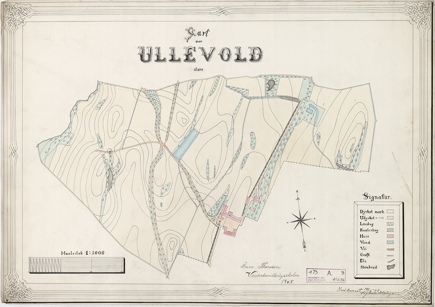 Kart over Ullevål store 1908.